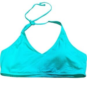 Ninety Nine Bikini Top Halter Ribbed Lagoon Teal Blue Green Pucker Texture XXL19